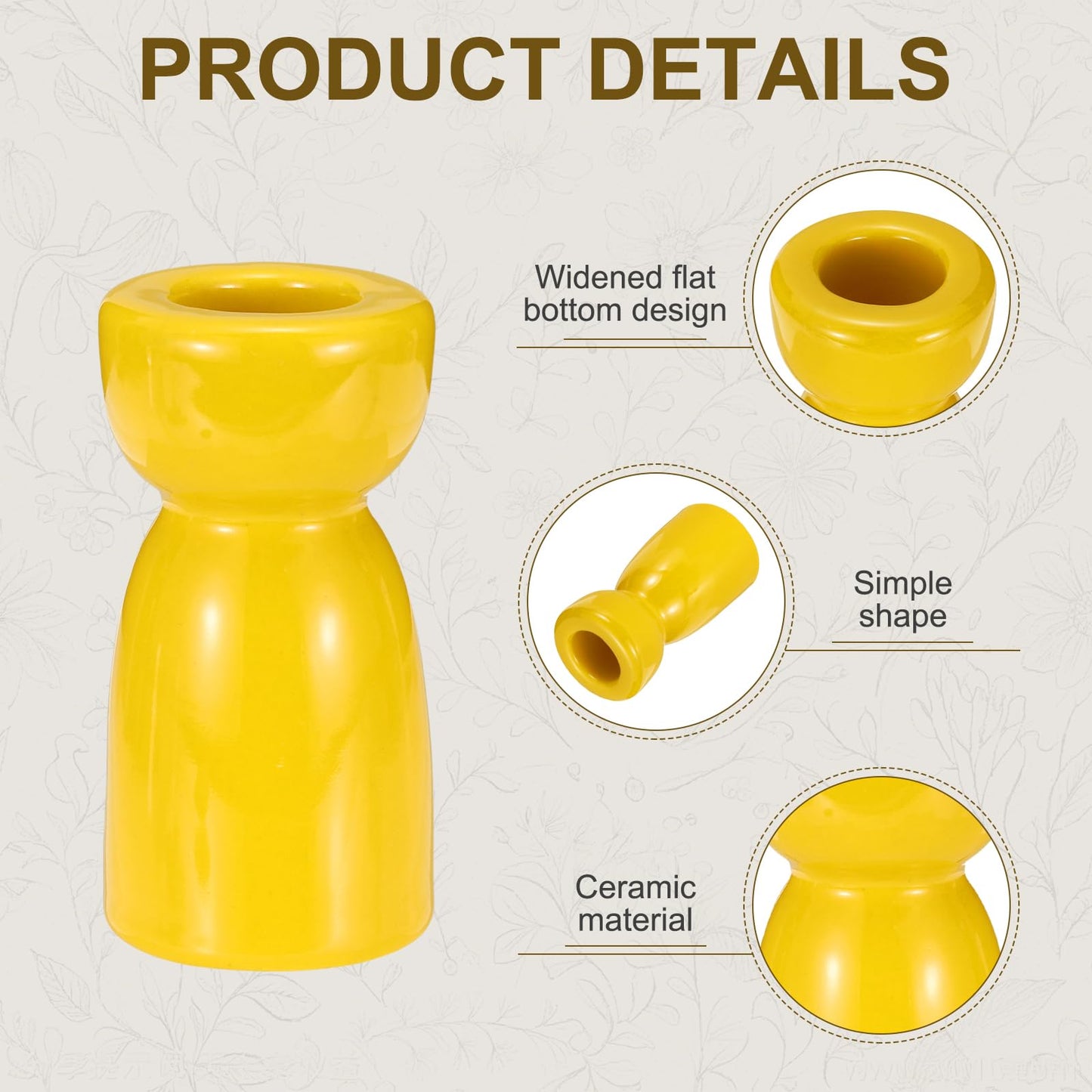 uxcell 2 Pack Candlestick Holder Bright Yellow Ceramic Taper Candle Holder Candle Stand Holders Modern Style Decoration for Centerpiece Tabletops Anniversary