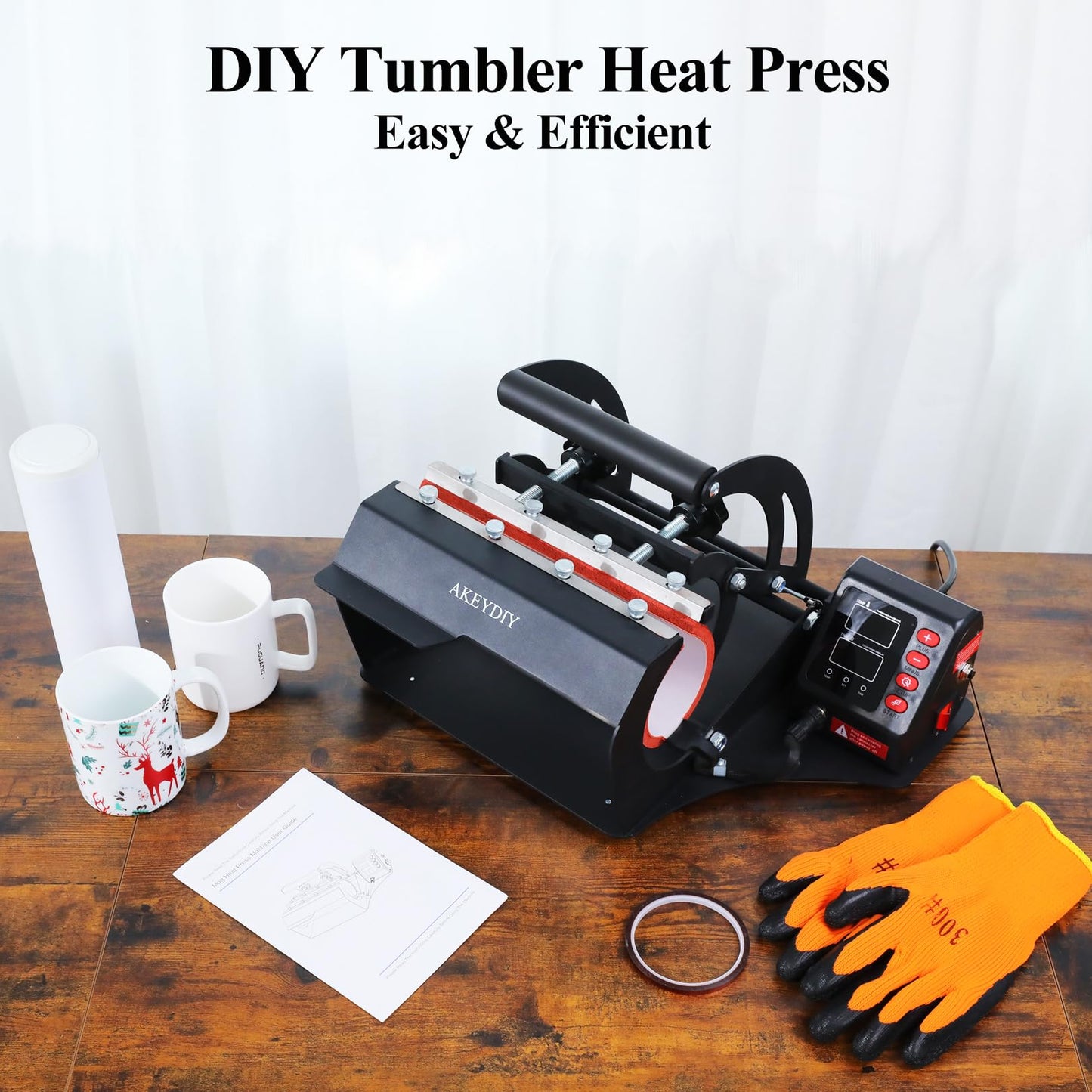 Tumblers Heat Press, Tumbler Mug Heat Press Machine 30oz 20oz 16oz Sublimation Tumblers Press Glass Jar Cans, DIY Heat Transfer Press Vinyl for 11-16oz Coffee/Ceramic Mugs (Black)