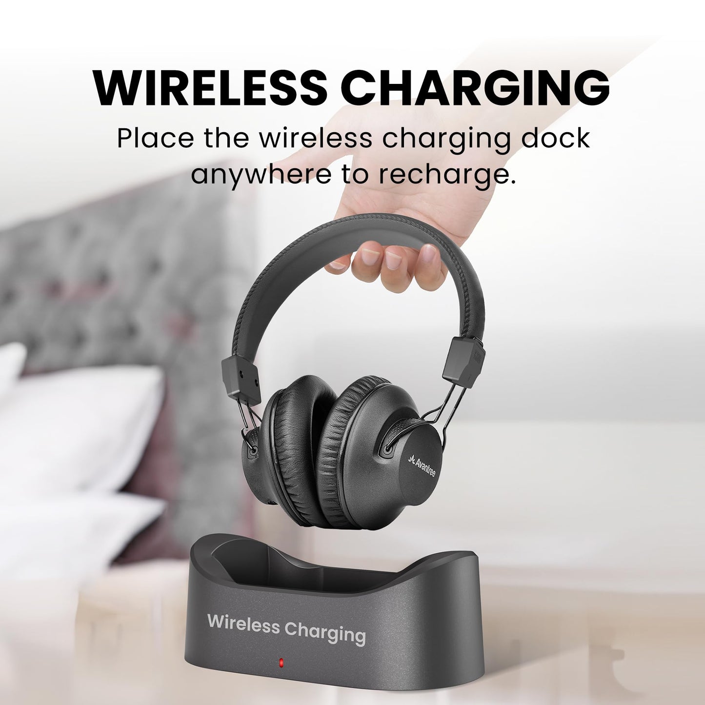 Avantree HT5009 Plus – Wireless TV Headphones for TVs with Optical (TOSLINK) or AUX Audio Output, Clear Voice and Volume Boost, Comfortable Over-Ear Fit, 60H Battery Life, Charging Dock Included