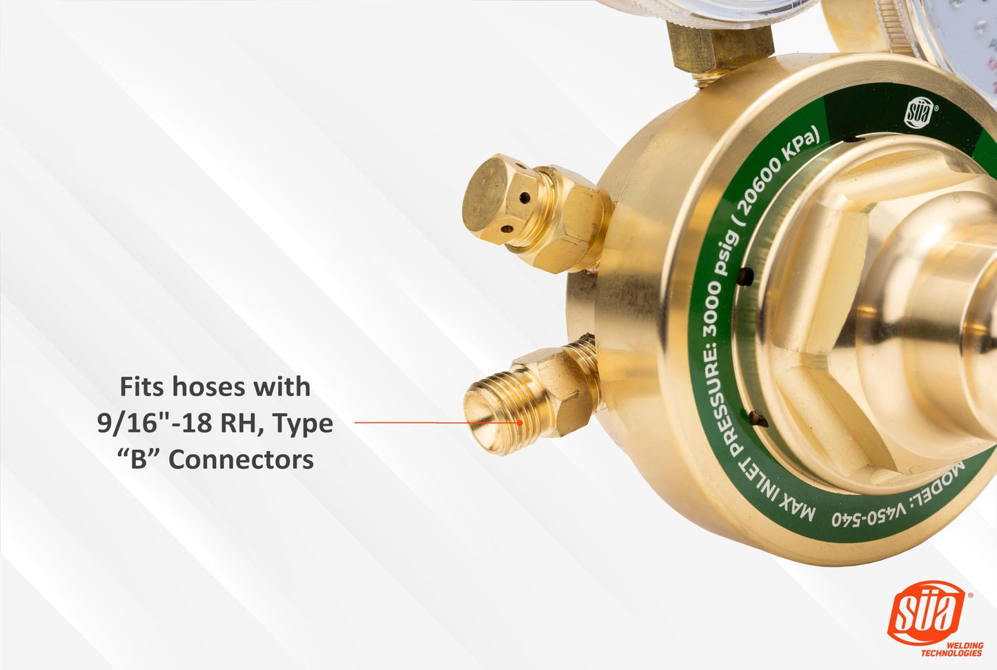 SÜA - Heavy-Duty Oxygen Regulator - Welding Gas Gauges - V450 Series, Delivery Range: 5-125 psig, Inlet Connection: CGA-540