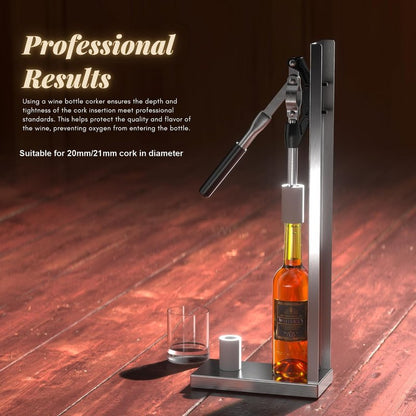 Wine Corker, Hand Wine Bottle Re-corker, Bottle Capper for Bottling, Manual Wine Corking Kit with 2 POM Inserting Stopper, Bottle Cap Pressing Machine Corking Tool
