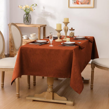 Softalker Fall Table Cloth Jacquard Rectangle Tablecloth Waterproof Spillproof Table Cover Burnt Orange for Autumn Harvest Thanksgiving Decoration (60x104 Inch,Rust Red Swirl)