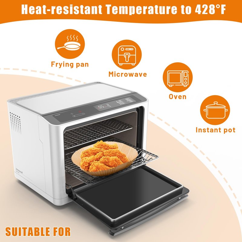 Air Fryer Liners Disposable, 200PCS Non-stick Disposable Airfryer Liners, 9 Inch Unbleached Parchment Paper, Round Air Fryer Paper Liners for 5-8QT Air Fryer, Baking, Roasting Microwave