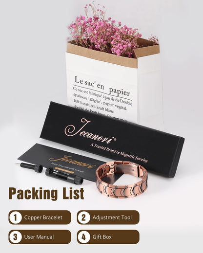 Jecanori 3X Strength Copper Magnetic Bracelet for Men,Pure Copper Bracelet for Men,Ideal Gift