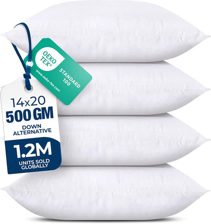 Utopia Bedding Throw Pillows - Fluffy Down Alternative Set of 4 | 14 x 20 Inches, White for Bed & Sofa