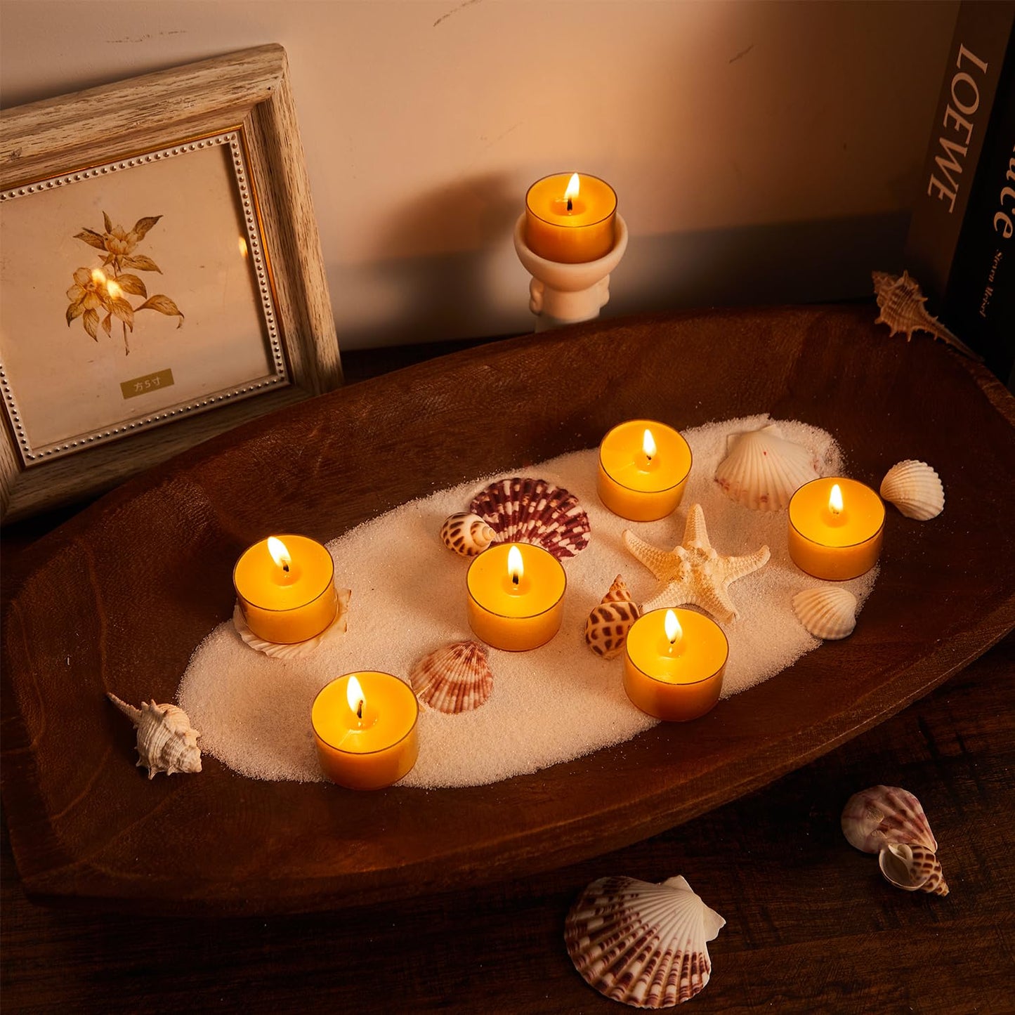 Ashlux 6 Hours Beeswax Tealights Candles, 12 Packs Pure Beeswax Tea Lights