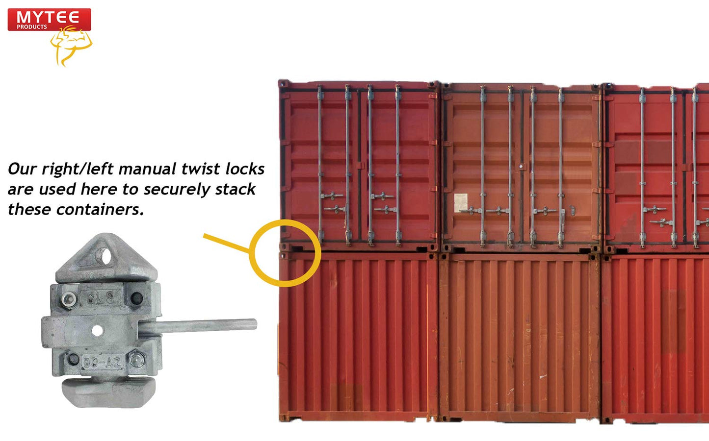 Mytee Products (8 Pack) Sea Rail Shipping Container Manual Twist Lock Left-Right Handlocking Casting Steel - No Lever Required