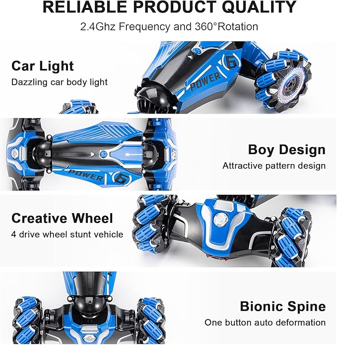 Gesture Sensing RC Stunt Car 2.4GHz 4WD Remote Control Gesture Sensor Toy CarsDrift Remote Control Car with 360° Flips Lights &amp Music for Boys Girls Ages 5-12