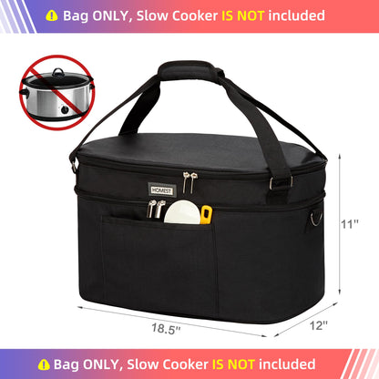 HOMEST Slow Cooker Bag for Crock-Pot 6-8 Quart, Insulated Travel Carrier with Easy to Clean Lining, Carry Case with Top Zip Compartment and Accessory Pocket