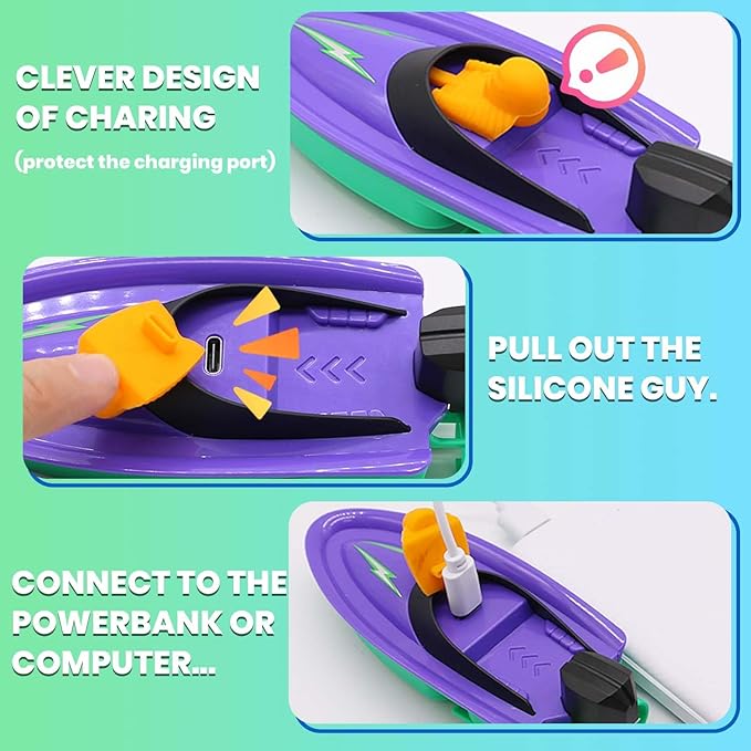 Remote Control Boat for Kids with Inflatable Bumper Rechargeable Battery USB Charge rc Boat for Pool Kids 8-12 Years Birthday Gift Summer Water Toy Purple
