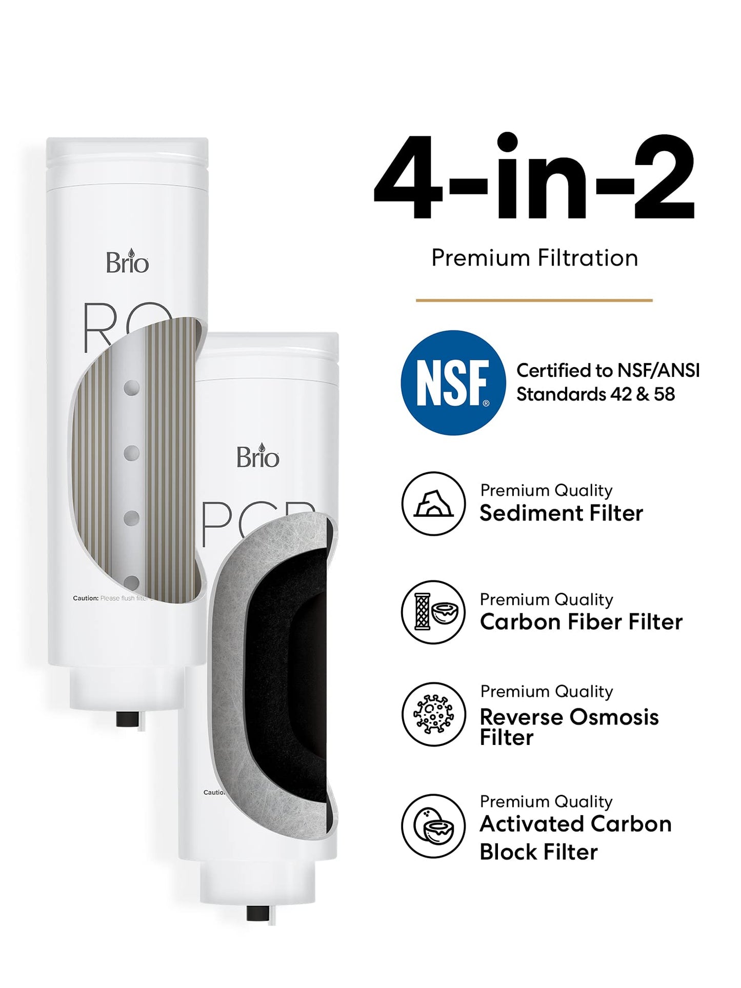 Brio Reverse Osmosis Water Filtration System, 700 GPD, 2:1 Pure to Drain, Tank-Less, Under Sink Faucet Mount