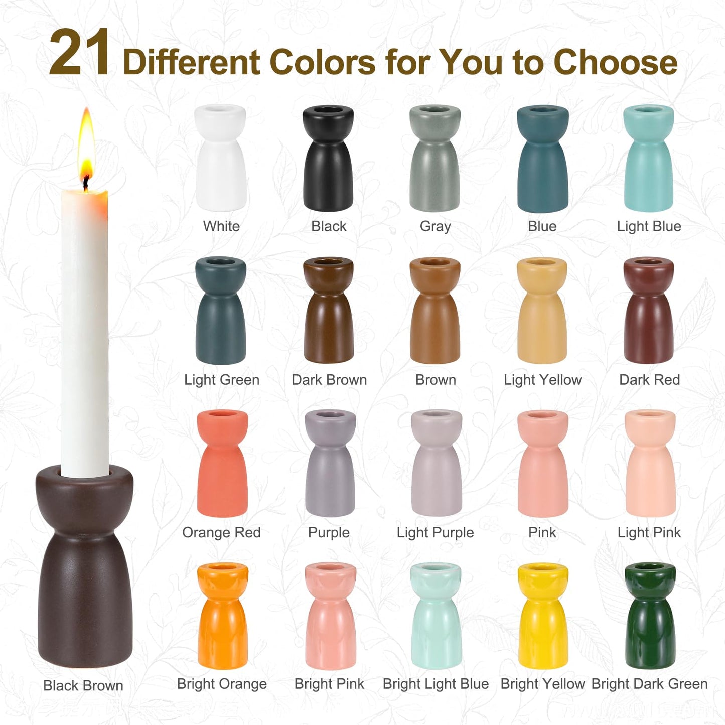 uxcell 2 Pack Candlestick Holder Dark Brown Ceramic Taper Candle Holder Candle Stand Holders Modern Style Decoration for Centerpiece Tabletops Anniversary