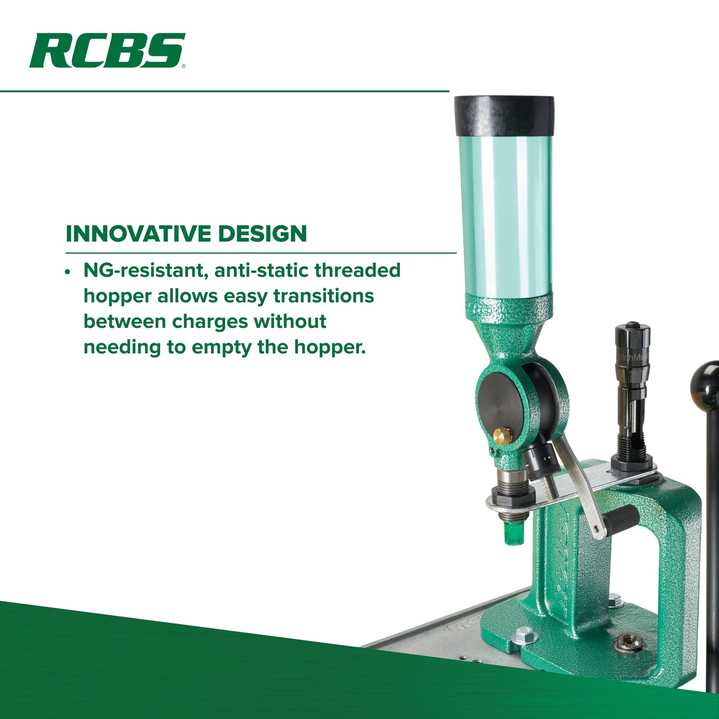 RCBS Uniflow III Powder Measure - 0.5–95 Grain Range - Precision Reloading Powder Dispenser with Anti-Static Hopper - Rifle and Pistol Compatible