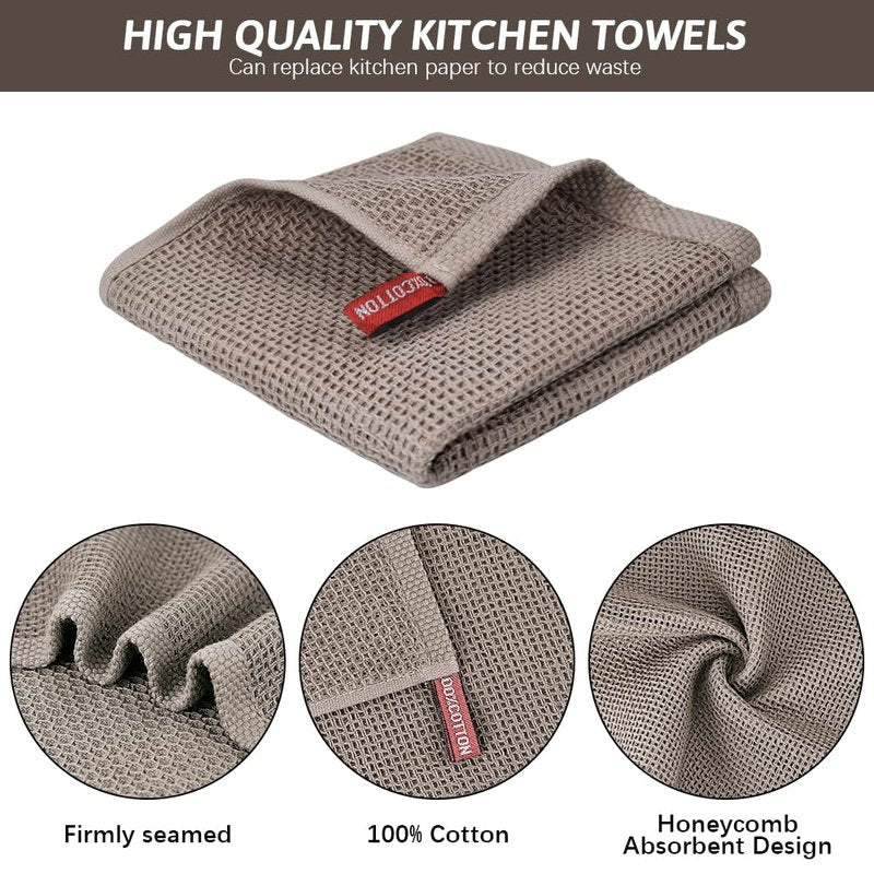 Nialnant 6 Pack Kitchen Towels and Dishcloths Sets,100% Cotton Soft Absorbent Quick Drying Dish Towels for Kitchen,Washing Dishes,12x12 Inches, Multi Color