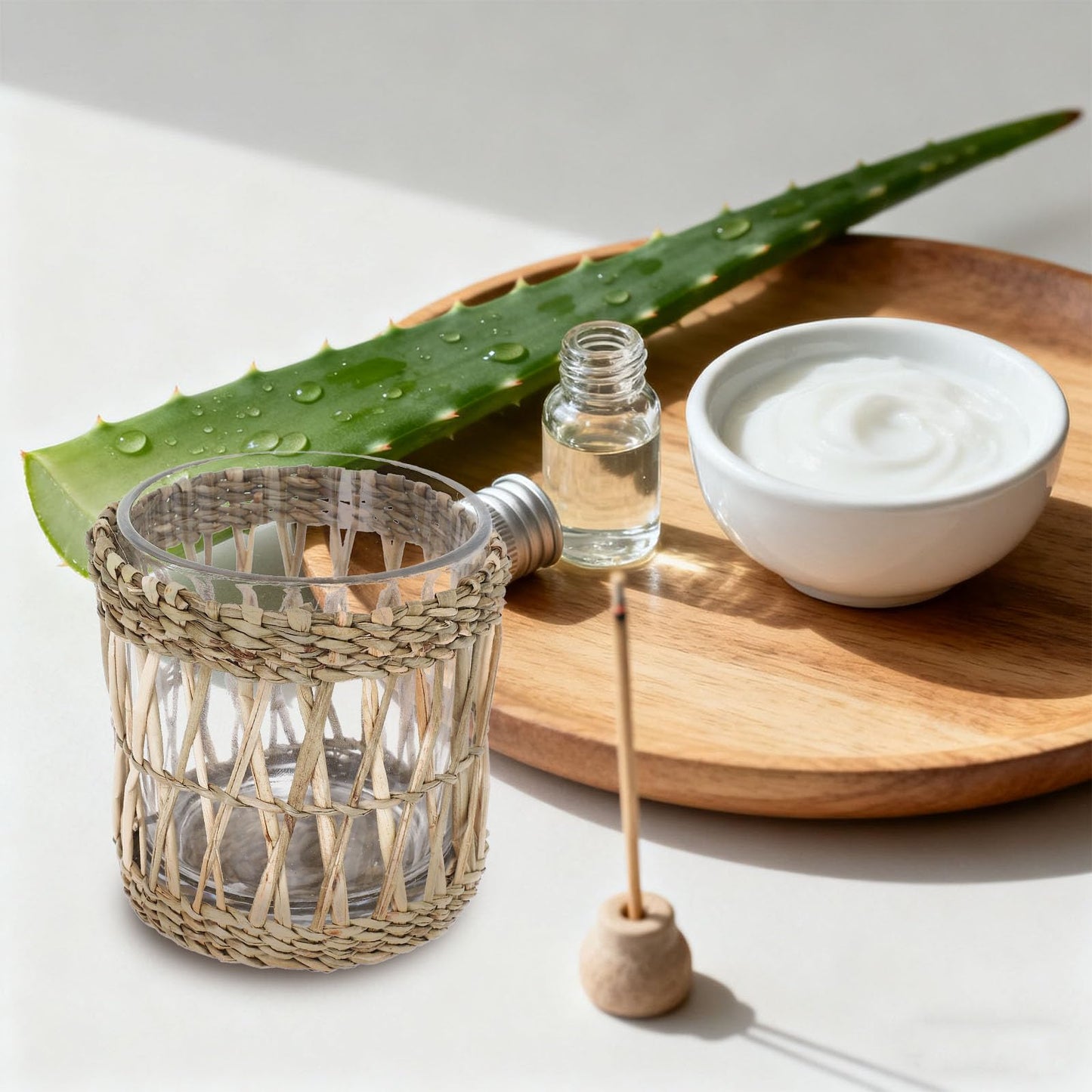 MAGICLULU Glass Tea Light Candle Holder Cups 7cm Diameter, Handwoven Straw Cylinder Votive Holders for Dining Room Table Centerpiece and Home Decor