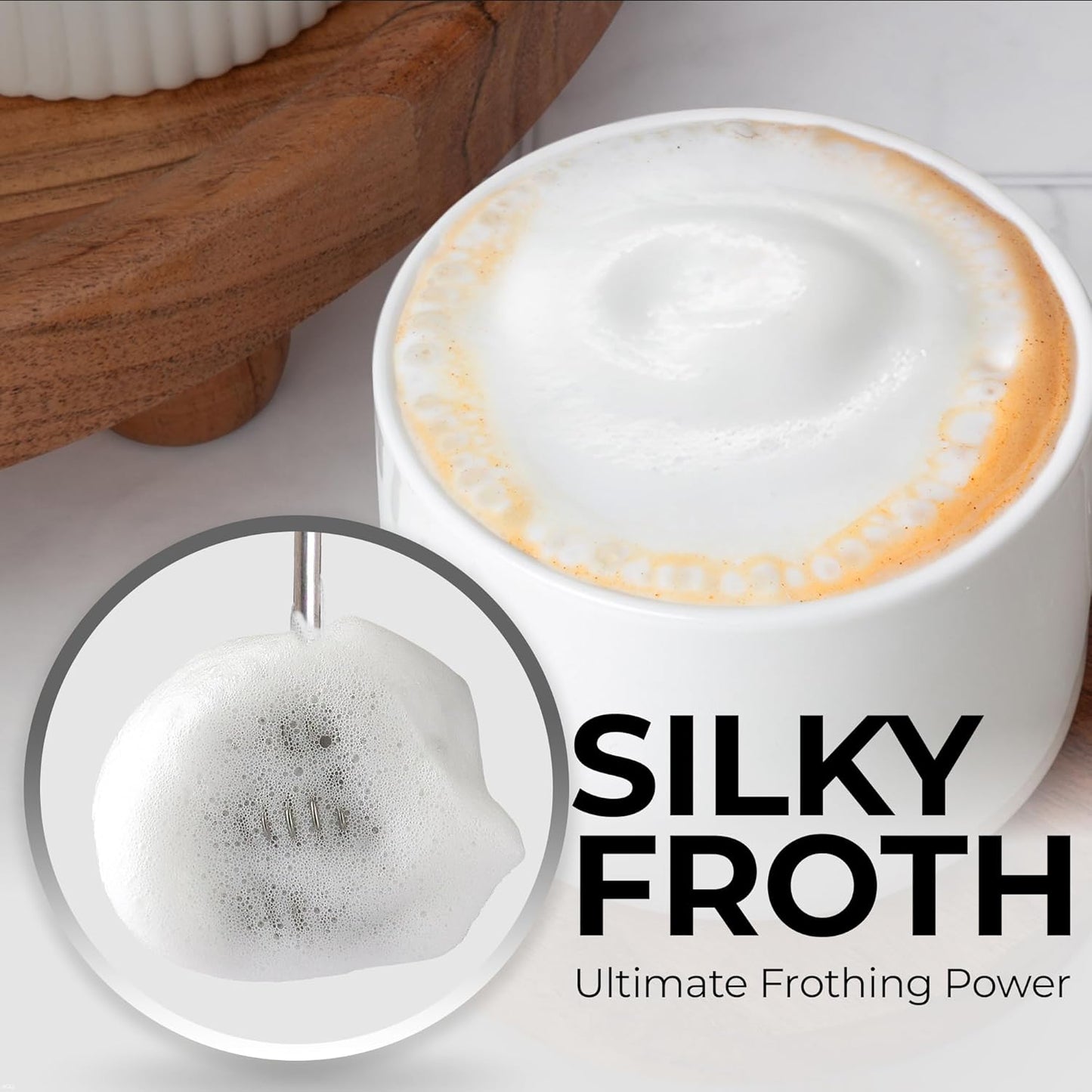 Zulay Kitchen Tornado Triple Whisk Milk Frother - Handheld Foam Maker for Coffee & Lattes | Includes 4 Duracell Batteries - Sea Depth