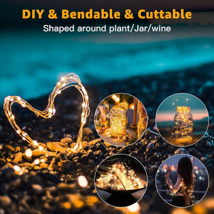 20 Pack Fairy Lights Battery Operated 7ft 20 LED Mini String Lights Twinkle Lights Silver Wire Firefly Starry Lights for Mason Jars Wedding Party Christmas Centerpiece Table Decorations, Warm White