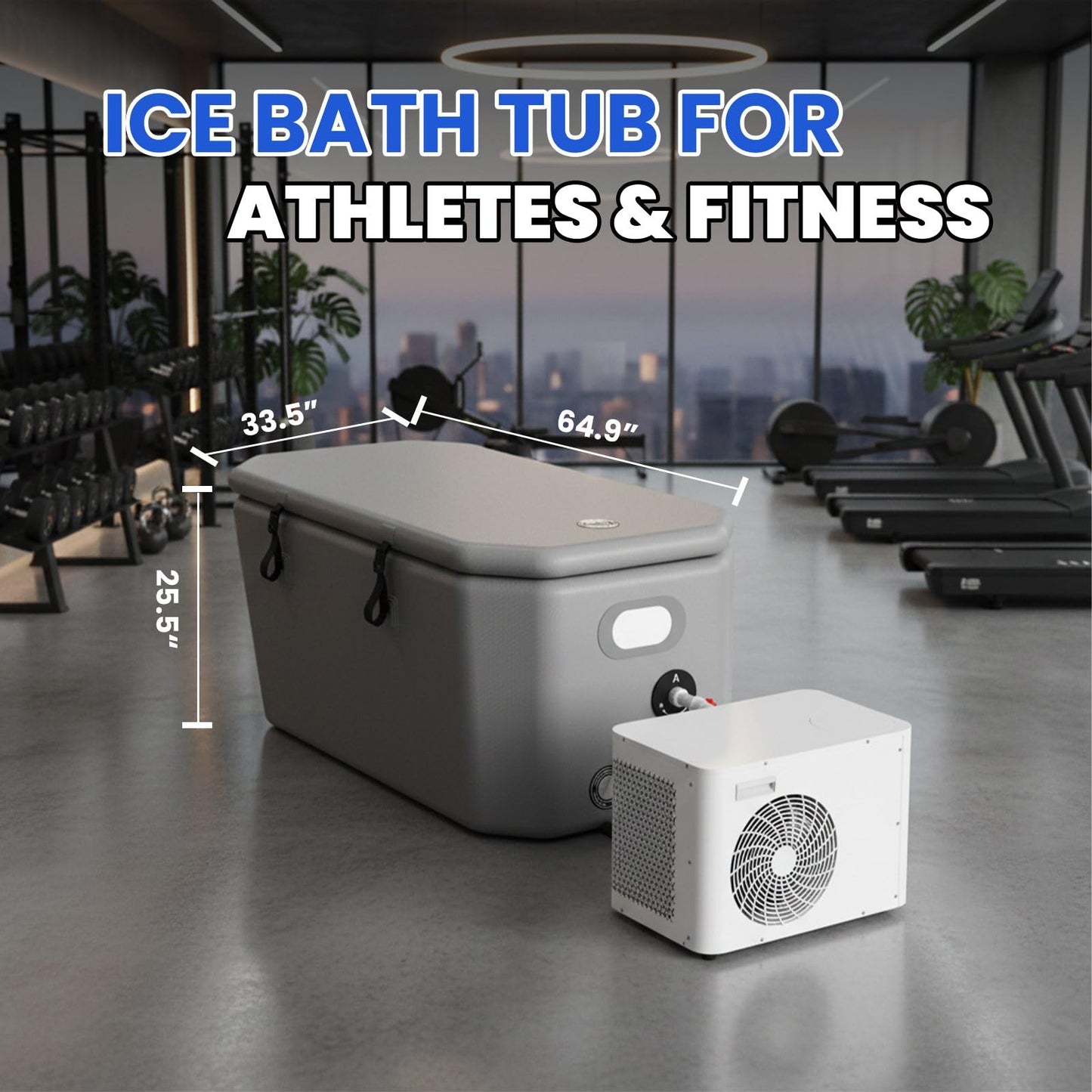 ICEGALAX 1HP Ice Bath Chiller for Ice Bath Tub, Smart Control Water Chiller with Built-in Pump & Filter,Fast Cooling & Heating for Athletes Aiding Recovery Therapy (White with Inflatable Tub)