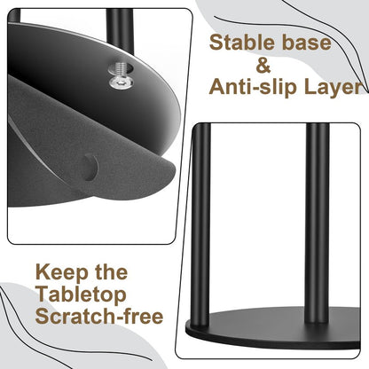 Paper Towel Holder Countertop, Paper Towel Holder Black, Stainless Steel Paper Towel Holders for Standard and Large Size Paper Rolls