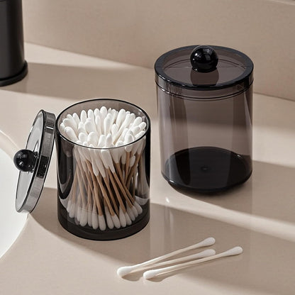 Skiennix 2-Pack Black Plastic Qtip Holder - Stylish Bathroom Organizer for Cotton Swabs & Accessories