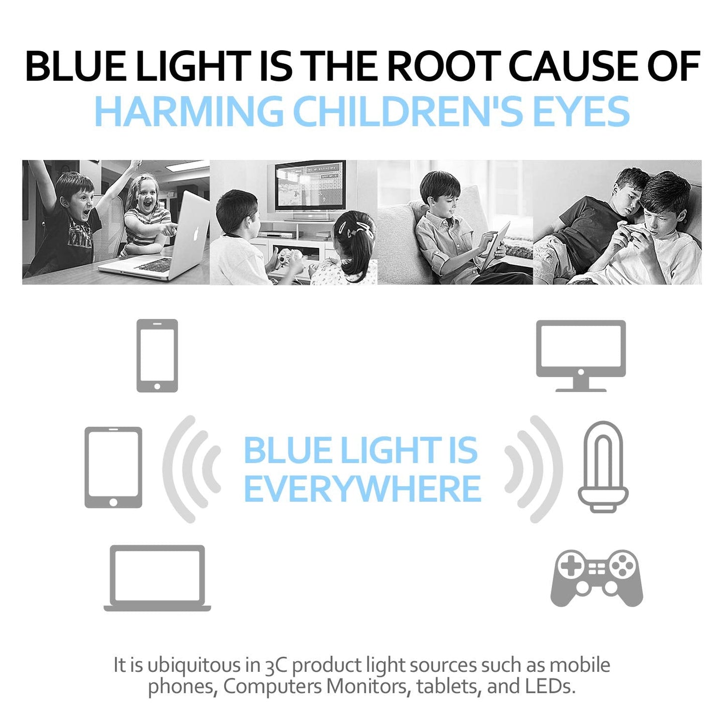 SEEAFUN Blue Light Glasses for Kids Girls Boys with Cute Car Case, UV400 Protection, Anti Blue Ray Age3-12
