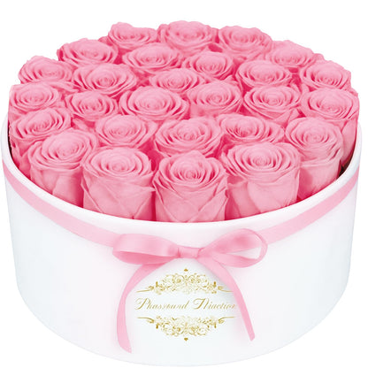 27 Forever Flowers in a Luxury Suede Box, Preserved Roses Birthday Gifts for Women, Romantic Anniversary Wedding Gifts for Women Her Girlfriend Wife Pink