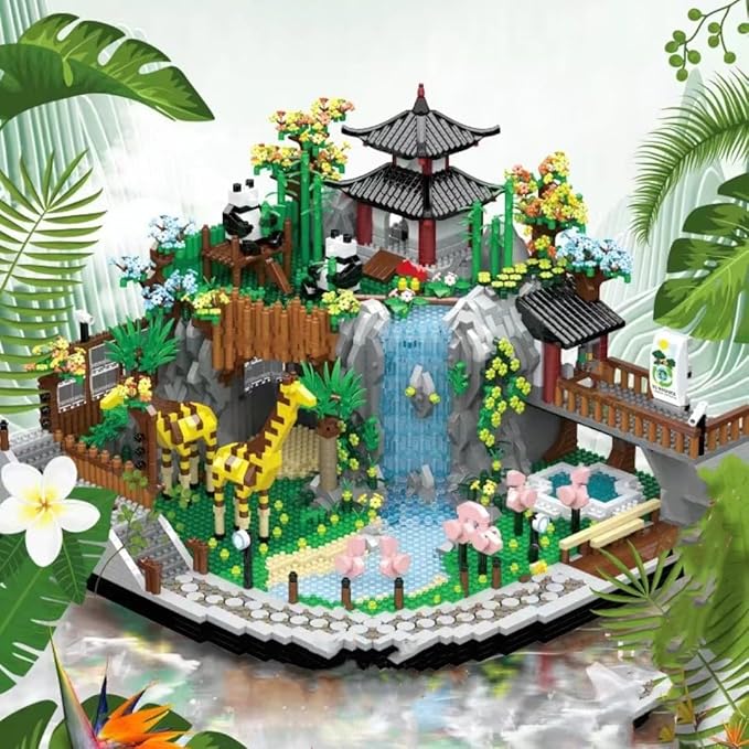Zoo Building Model Set 5000 Pcs Desert Zoo Micro Building Toys Creative Zoological Park Model Set Micro Particle Modular Building House Gift for Adult and Teens