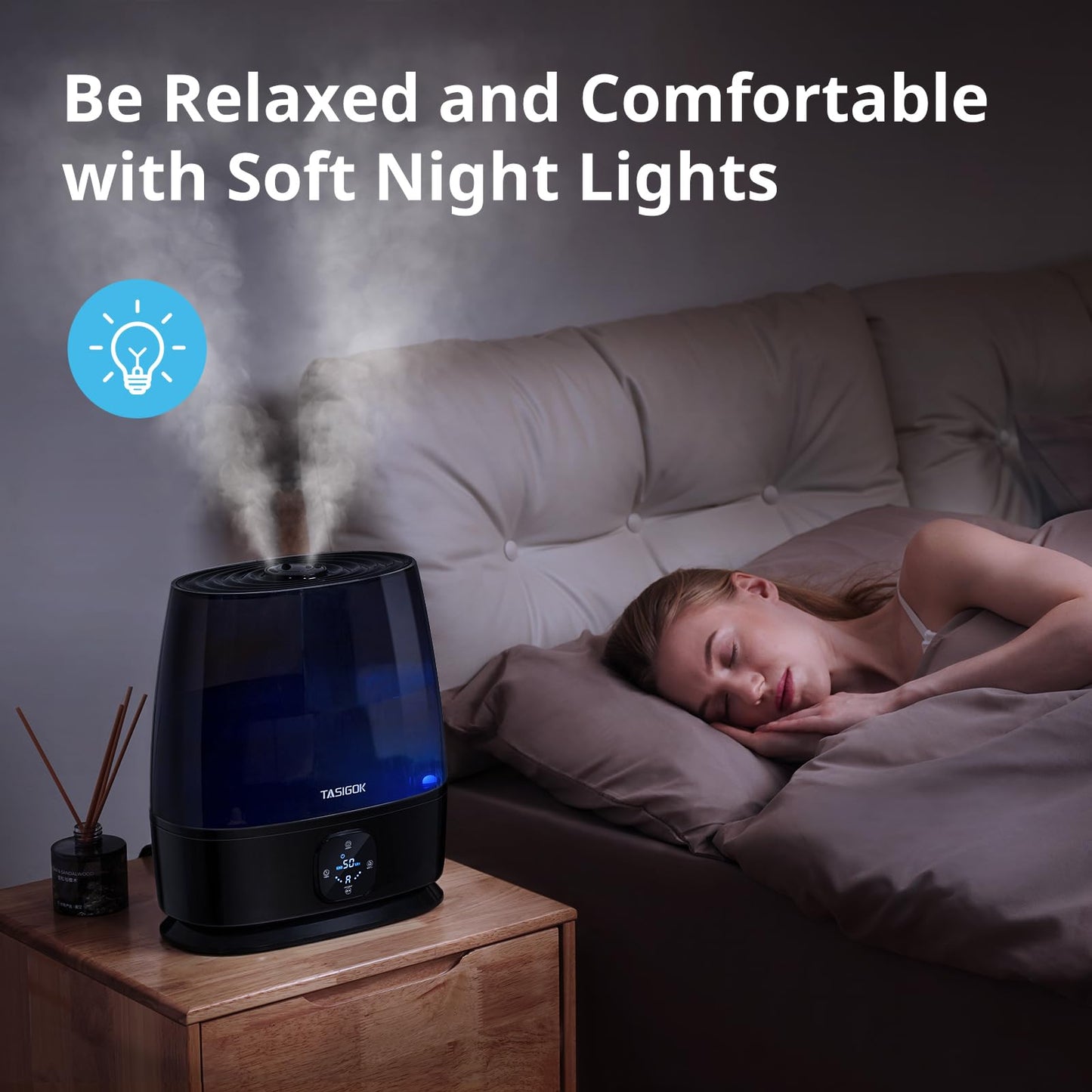 Humidifiers for Bedroom Home, 6L Cool and Warm Mist Air Humidifier for Large Room Baby Nursery, 50H Easy Clean and Top Fill, Quiet with Ultrasonic, Essential Oils, Auto Mode, for House, Plants