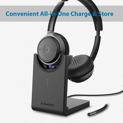 Avantree Bluetooth 5.0 Headset with Microphone for Computer PC Laptop, aptX HD Music Sound, Low Latency Wireless Headphones with Boom Mic for Remote Work Home Office, Skype, Calls, TV - Alto Clair