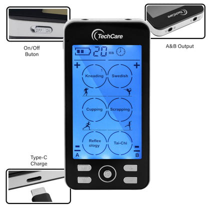 Tens Unit Plus 24 Rechargeable Electronic Pulse Massager Machine Multi Mode Device with All Accessories [New Model]