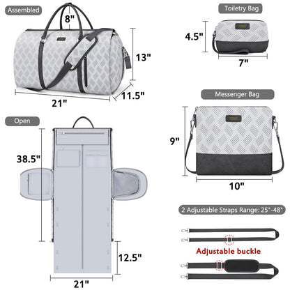 Convertible Garment Duffel Bag for Travel - Carry On Garment Bags With Toiletry Bag Large Weekender Bag for Men Women 2 in 1 Hanging Suitcase Suit Travel Duffel Overnight Bags 4pcs Set