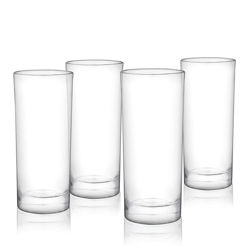 True Highball Glasses, Tall Glass Tumbler for Cocktails, Mojito Iced Tea Juices, Soda Water Drinking Cups, Kitchen Glassware, Home Bar, 11 oz Set of 4
