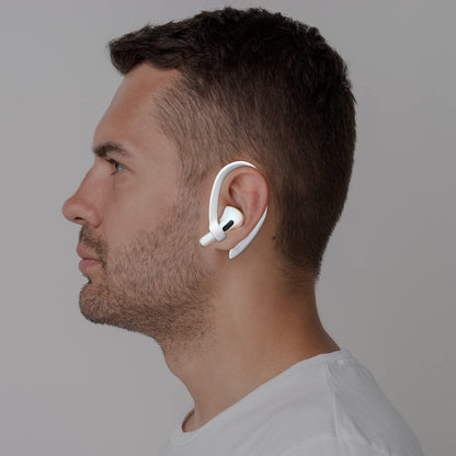 ICARERSPACE 2 Pairs AirPods Ear Hooks for AirPods Pro 2, Pro, 4, 3, 2 & 1 - Upgraded Anti Slip Sports Clip Hooks - White
