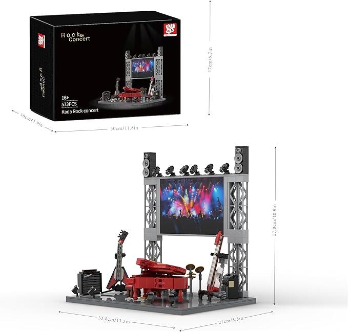 Rock Concert Building Sets MOC Musical Instrument Building Blocks with Piano Bass Guitar &amp Drum Set Building Kit Gift Includes Stage Screen &amp Light Scenes 573PCS