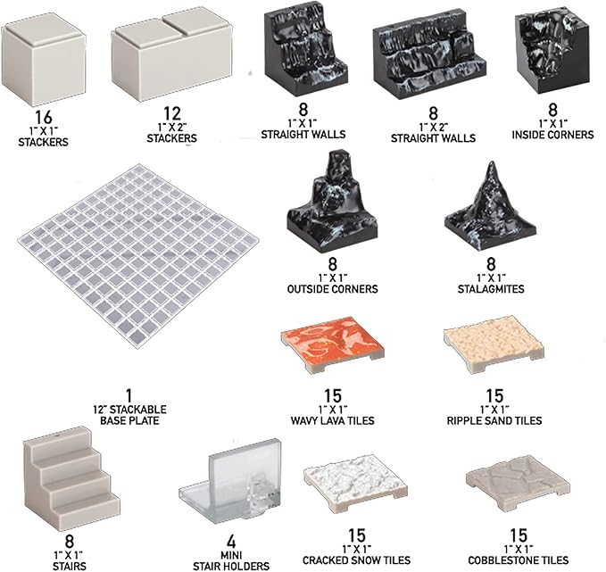 Monster Adventure Terrain 3D Interchangeable Builder System- 141pc Painted Cavern Expansion Set w Base- Build Modular Worlds in a Snap &amp Elevate Your Campaign- Compatible with DND Dungeons &amp D