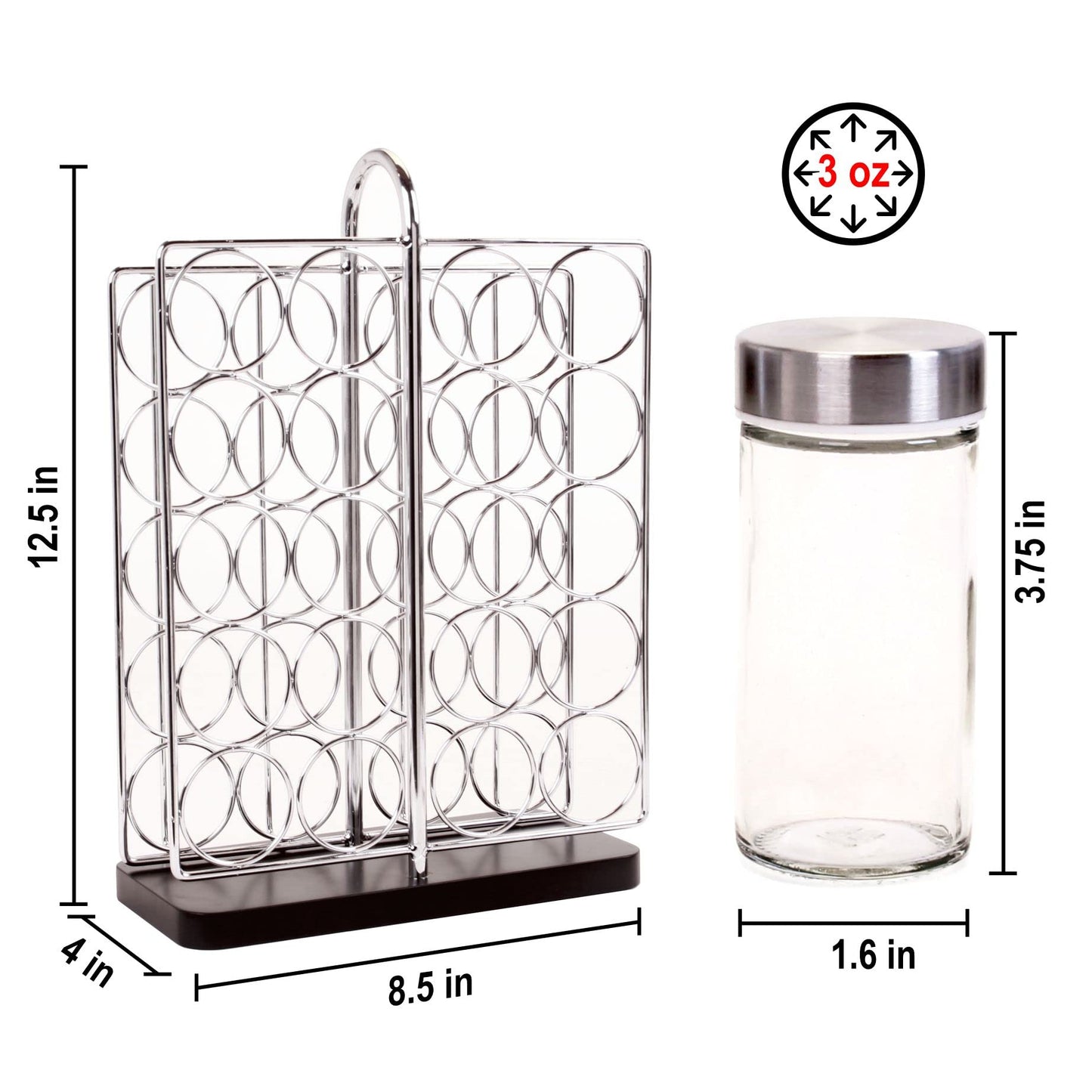 Orii 20 Jar Spice Rack Stainless Steel with Spices Included - Standing Rack Shelf Holder & Countertop Spice Rack Tower Organizer for Kitchen Spices with Spice Refills for 5 Years