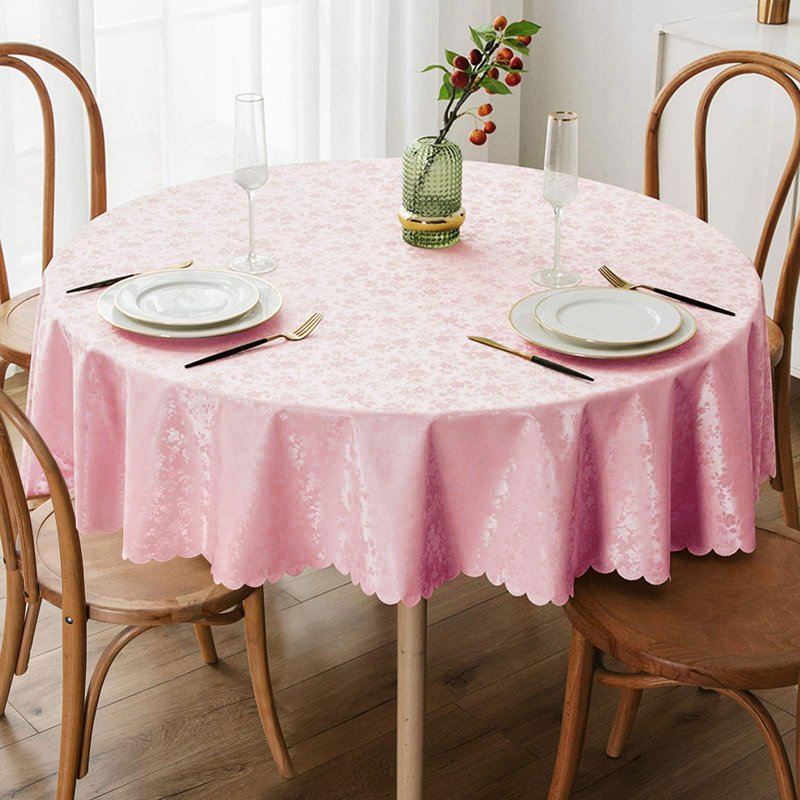 Smiry Round Table Cloth, Waterproof Heavy Duty Vinyl Tablecloths, Wipeable Washable Table Cover for for Dining and Kitchen (Pink, 70" Round)