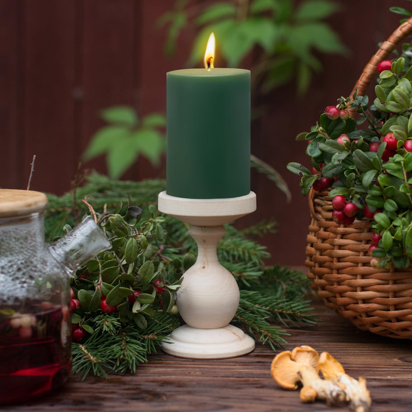 6 Pack 2x3 inch Pillar Candles, Green Unscented Votive Candle for Celebration Home Decoration, Dripless and Long Burning Time