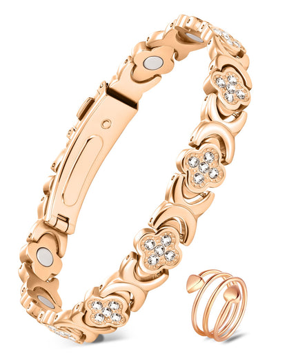 Jecanori Copper Bracelets for Women&Ring, Pure Copper Magnetic Bracelet with 3500 Gauss Magnets,Ideal Gift