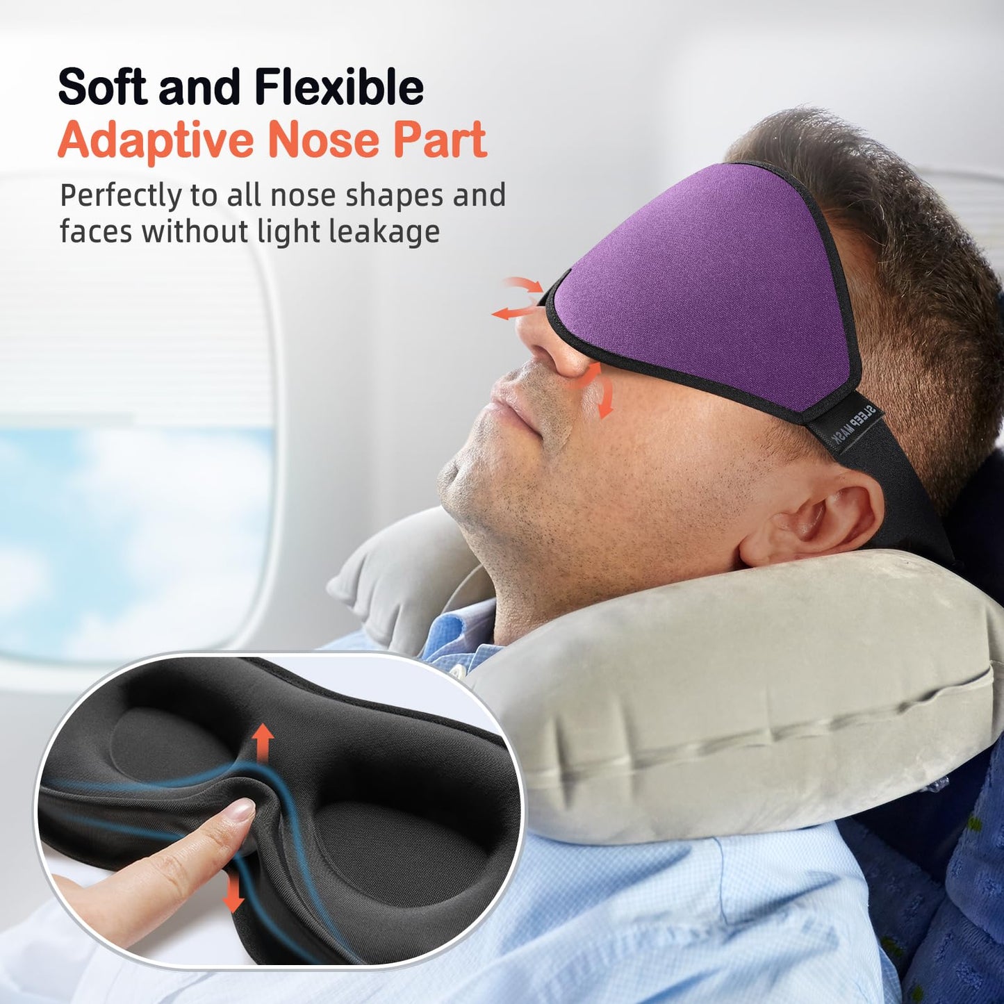 LitBear Sleep Mask for Side Sleeper Women Men, Eye Mask for Sleeping Light Blocking, 3D Contoured Cup Sleeping Mask, Soft Breathable Sleep Eye Mask with Adjustable Elastic Strap for Travel