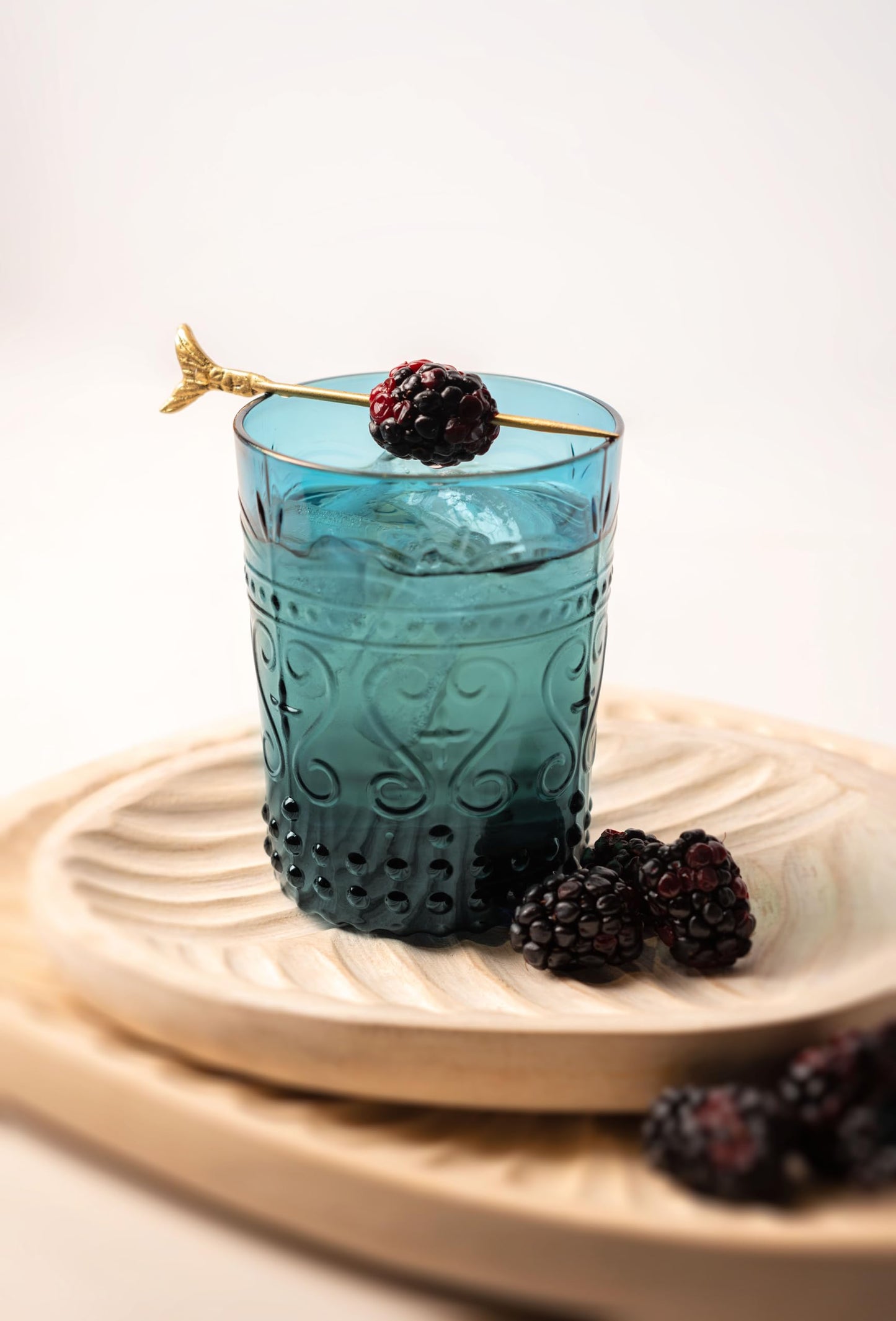 Karma, Somerset Juice Glass Cup 10oz, Vintage Glassware Drinking Cups Set of 4, Ocean Blue