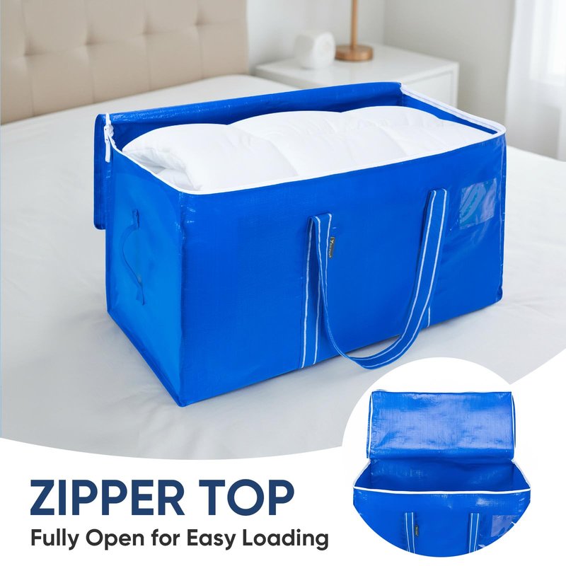 BALEINE 8-Pack Oversized Moving Bags with Reinforced Handles, Heavy-Duty Storage Tote for Clothes, Moving Supplies (Royal Blue, 8-Pack)