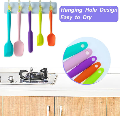 Skiennix Silicone Spatula Set - 5 Piece Food Grade Rubber Spatulas | High Heat Resistant, BPA-Free, Dishwasher Safe (Multicolor)