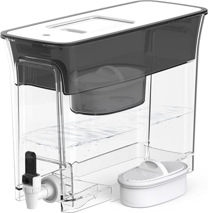 Waterdrop 35-Cup Slim Water Filter Dispenser, Large Capacity Water Filter Pitcher, 200-Gallon Long-Life, 5X Lifetime, Reduces Chlorine, PFOA/PFOS and More, BPA Free, Black (with 1 Filter)