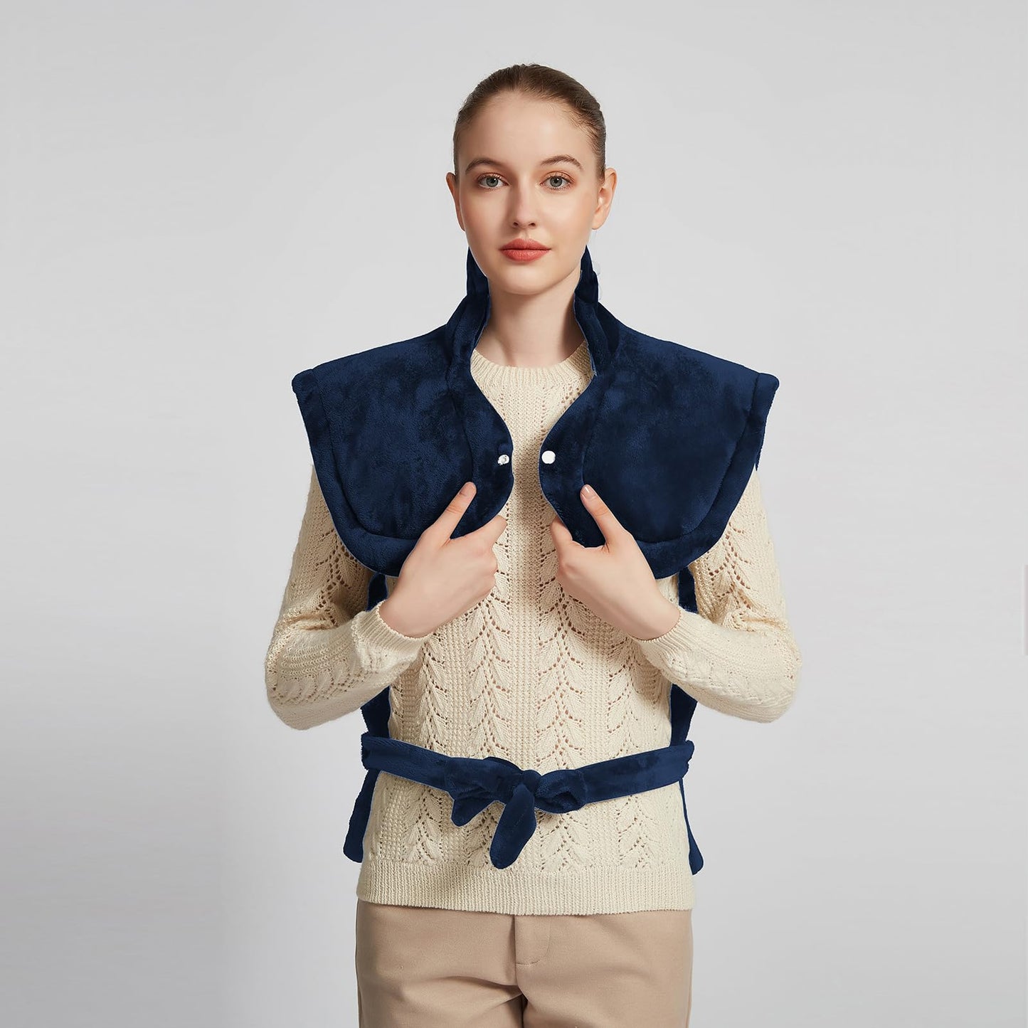 Ruqiji 17''x33'' XXXL King Size Heating Pad with 120 Minutes Auto Shut Off&6 Temperature Settings, Flannel Electric Heating Pad/Pain Relief for Back/Neck/Shoulders/Menstrual Pain/Leg Cramp (Dark Blue)