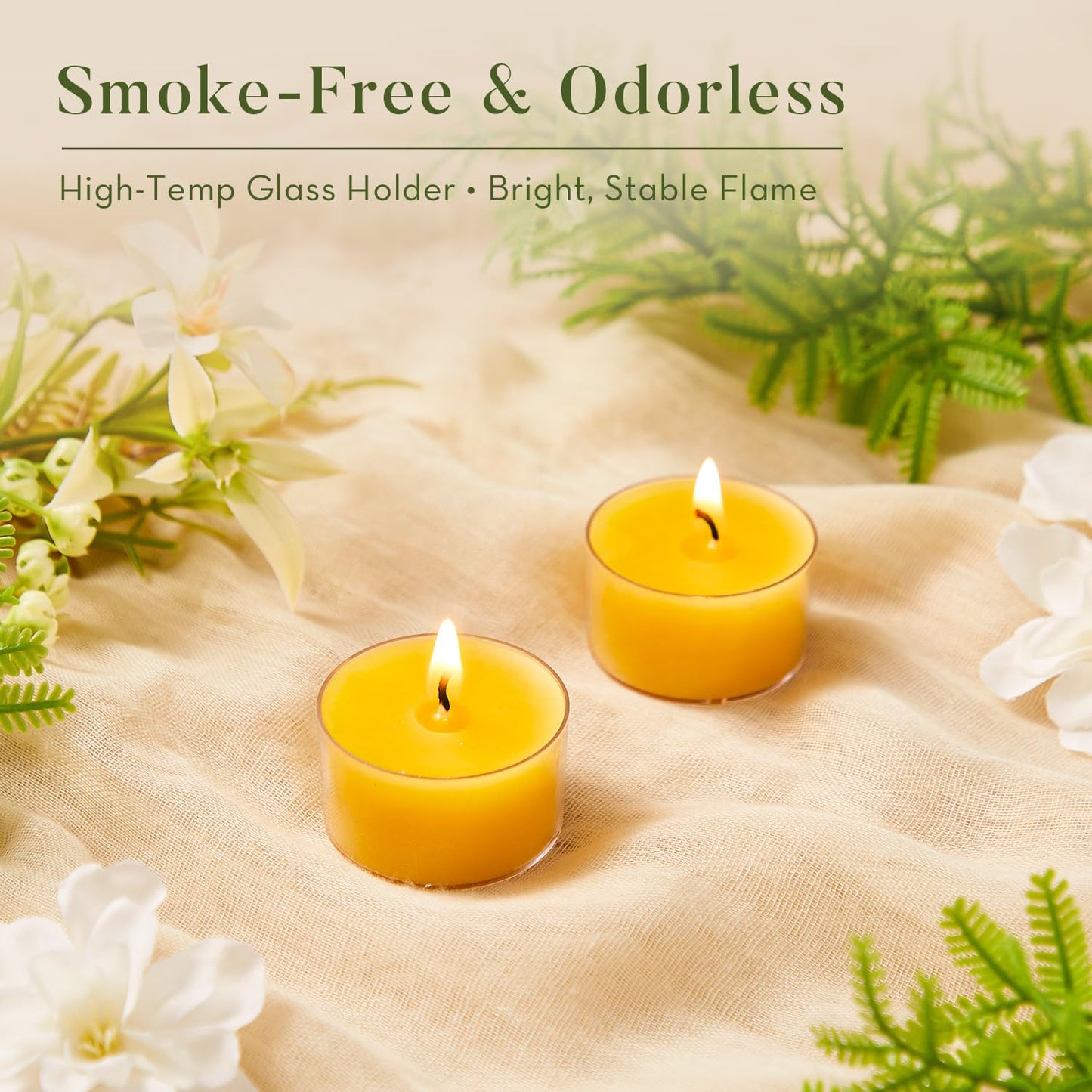 Ashlux 6 Hours Beeswax Tealights Candles, 24 Packs Pure Beeswax Tea Lights