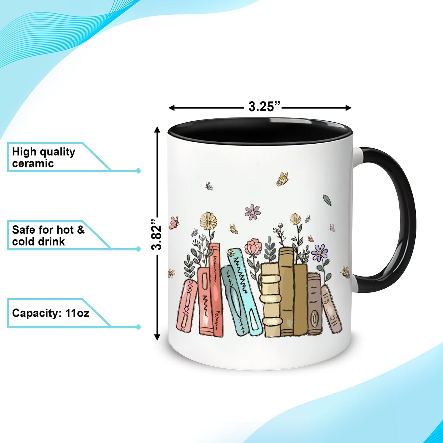 Hyturtle Book Lover Coffee Mug 11oz - Gifts For Book Lover On Christmas, Birthday - Librarian Mug for Women - Bookish Gift - Bookworm Cup - Gift For Her - Gifts for Readers