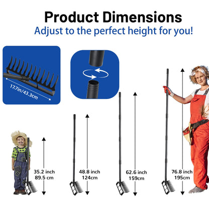 Garden Hoe Stirrup Hoe Weeding Tools, 2-in-1 Garden Hoe for Weeding with 76.8" Adjustable Handle, Heavy Duty Gardening Tools with 12 Tines for Weeding, Loosening, Digging and Cultivation