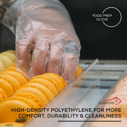 KLEEN CHEF Disposable Food Handling Long Cuff Poly Gloves | One Size Fits Most, 525 per Box (2 Boxes)