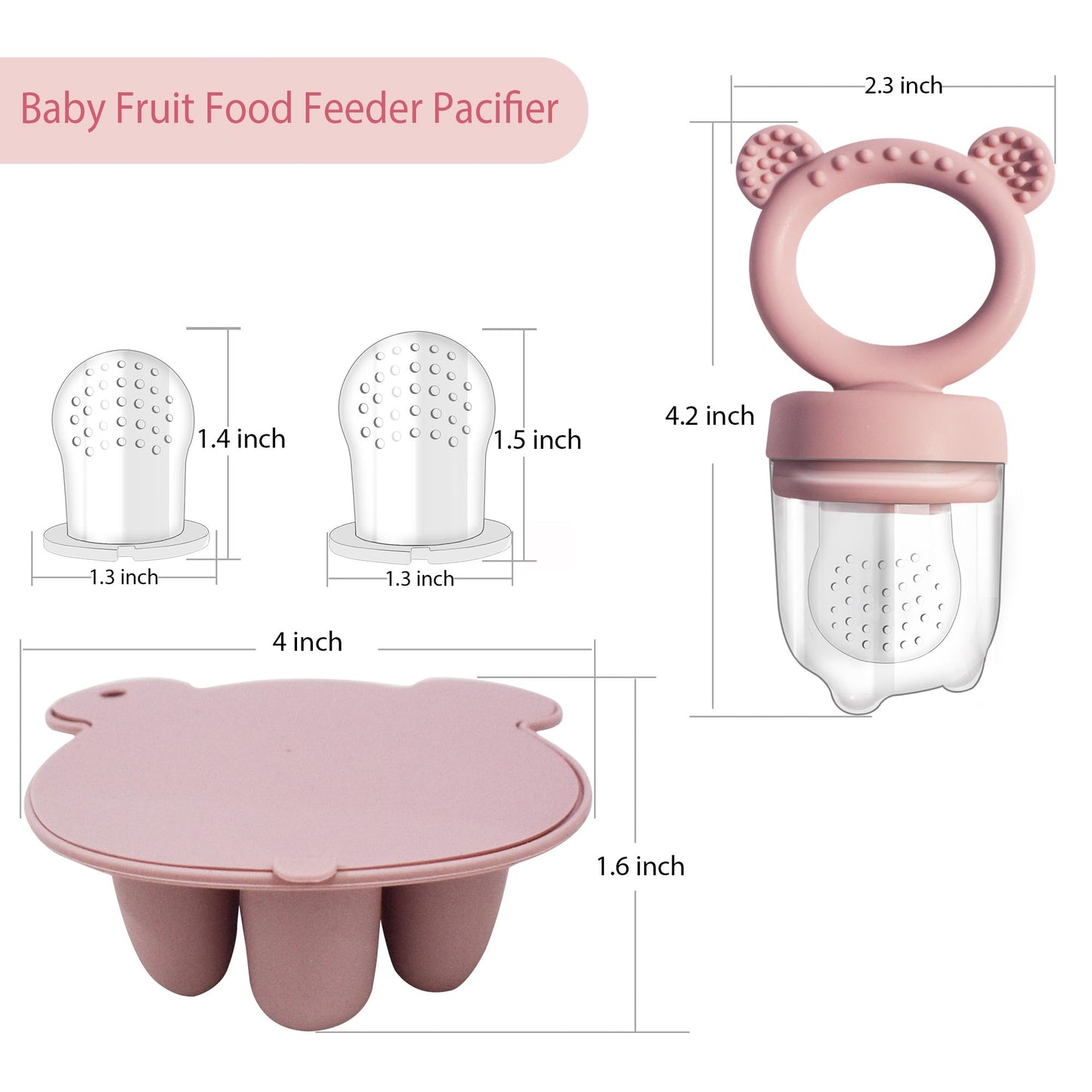 Big Spinach Silicone Freezer Tray Baby Fruit Feeder Food Teething Set Must-Have Pacifiers and Food Storage Containers for Babies 6 Months and Up